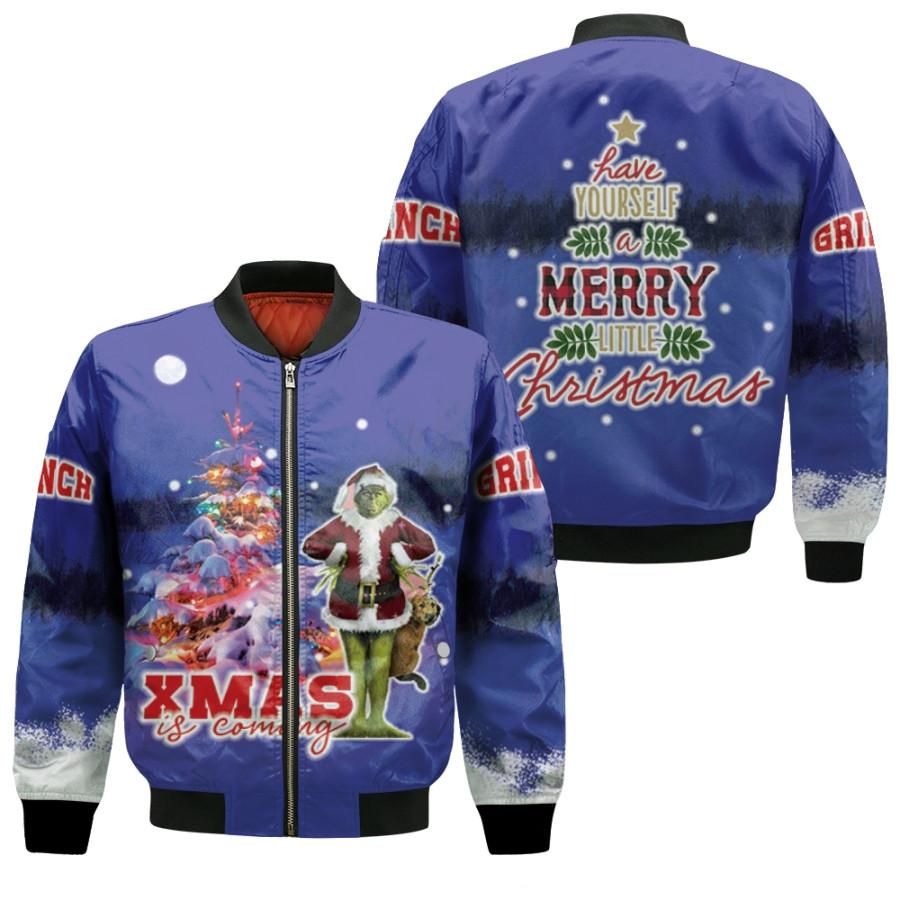 Grinch Christmas Coming Have Yourself A Merry Little Christmas Blue 3D Designed Allover Gift For Grinch Fans Christmas Fans Bomber Jacket Grinch Christmas Coming Have Yourself A Merry Little Christmas Blue 3D Designed Allover Gift For Grinch Fans Christmas Fans Bomber Jacket