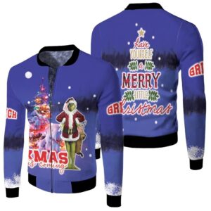 Grinch Christmas Coming Have Yourself A Merry Little Christmas Blue 3D Designed Allover Gift For Grinch Fans Christmas Fans Bomber Jacket