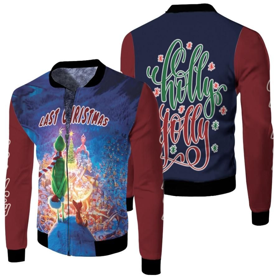 Grinch Christmas Last Christmas Holly Holly 3D Designed Allover Black Gift For Grinch Fans Christmas Fans Bomber Jacket Grinch Christmas Last Christmas Holly Holly 3D Designed Allover Black Gift For Grinch Fans Christmas Fans Bomber Jacket