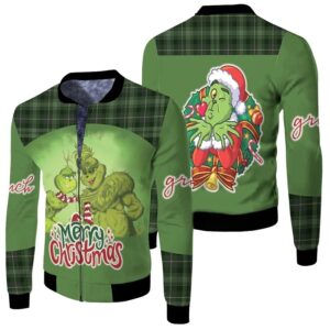 Grinch Christmas Merry Christmas Family Wreath Christmas Green 3D Designed Allover Gift For Grinch Fans Christmas Fans Bomber Jacket