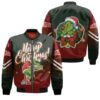 Grinch Christmas Merry Christmas Grinch Santa Claus Wreath Christmas 3D Designed Allover Gift For Grinch Fans Christmas Fans Bomber Jacket