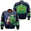 Grinch Christmas Merry Christmas Jack Skellington Black 3D Designed Allover Gift For Grinch Fans Christmas Fans Bomber Jacket