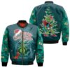 Grinch Christmas Merry Christmas King Playing Guitar Christmas Tree 3D Designed Allover Gift For Grinch Fans Christmas Fans Bomber Jacket