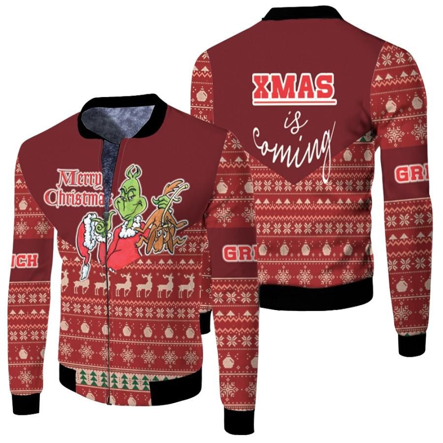 Grinch Christmas XMas Is Coming Merry Christmas Deer Tree Pattern 3D Allover Gift For Grinch Fans Christmas Fans Bomber Jacket Grinch Christmas XMas Is Coming Merry Christmas Deer Tree Pattern 3D Allover Gift For Grinch Fans Christmas Fans Bomber Jacket