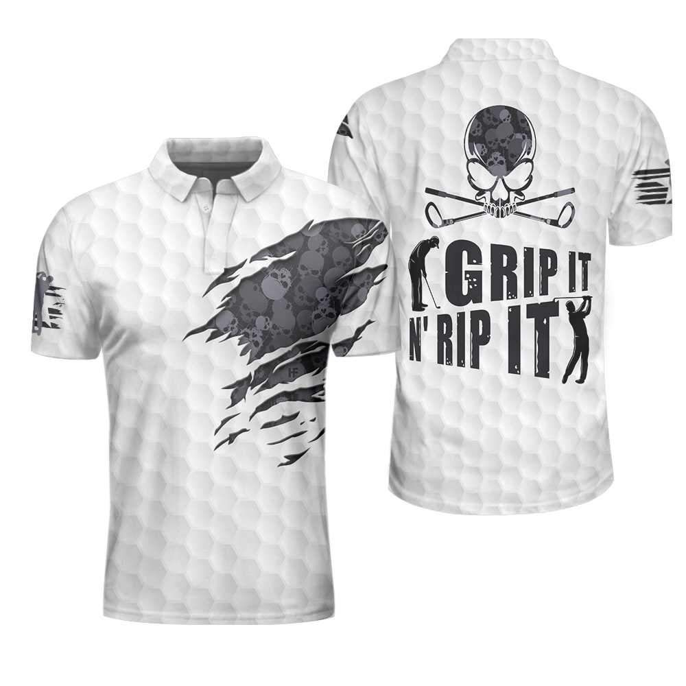 Grip It N' Rip It Golf Skull Polo Shirt Grip It N' Rip It Golf Skull Polo Shirt