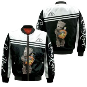 Groot Hug Crown Royal Wine Bottle 3D Bomber Jacket