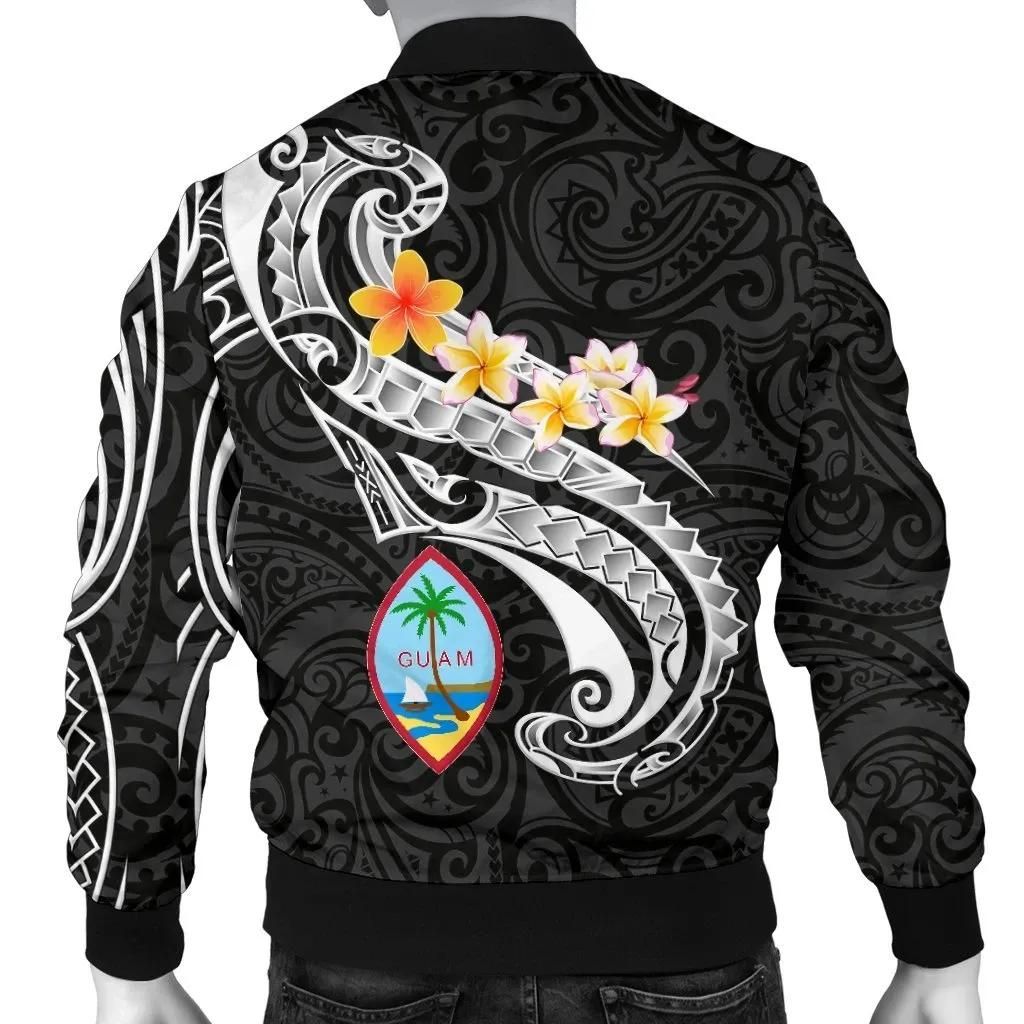 Guam-Personalised-Mens-Bomber-Jacket-Guam-Seal-Polynesian-Patterns-Plumeria-Black-BN25-Bomber-Jacket-1