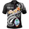 Guam Personalised Polo Shirt - Guam Seal Polynesian Patterns Plumeria (Black) - BN25