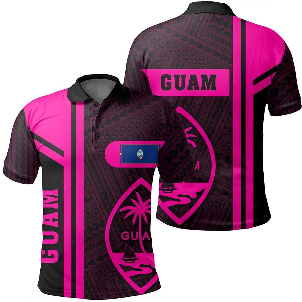 Guam Pink Polo Shirt- Boba Style - AH - J14 Guam Pink Polo Shirt- Boba Style - AH - J14
