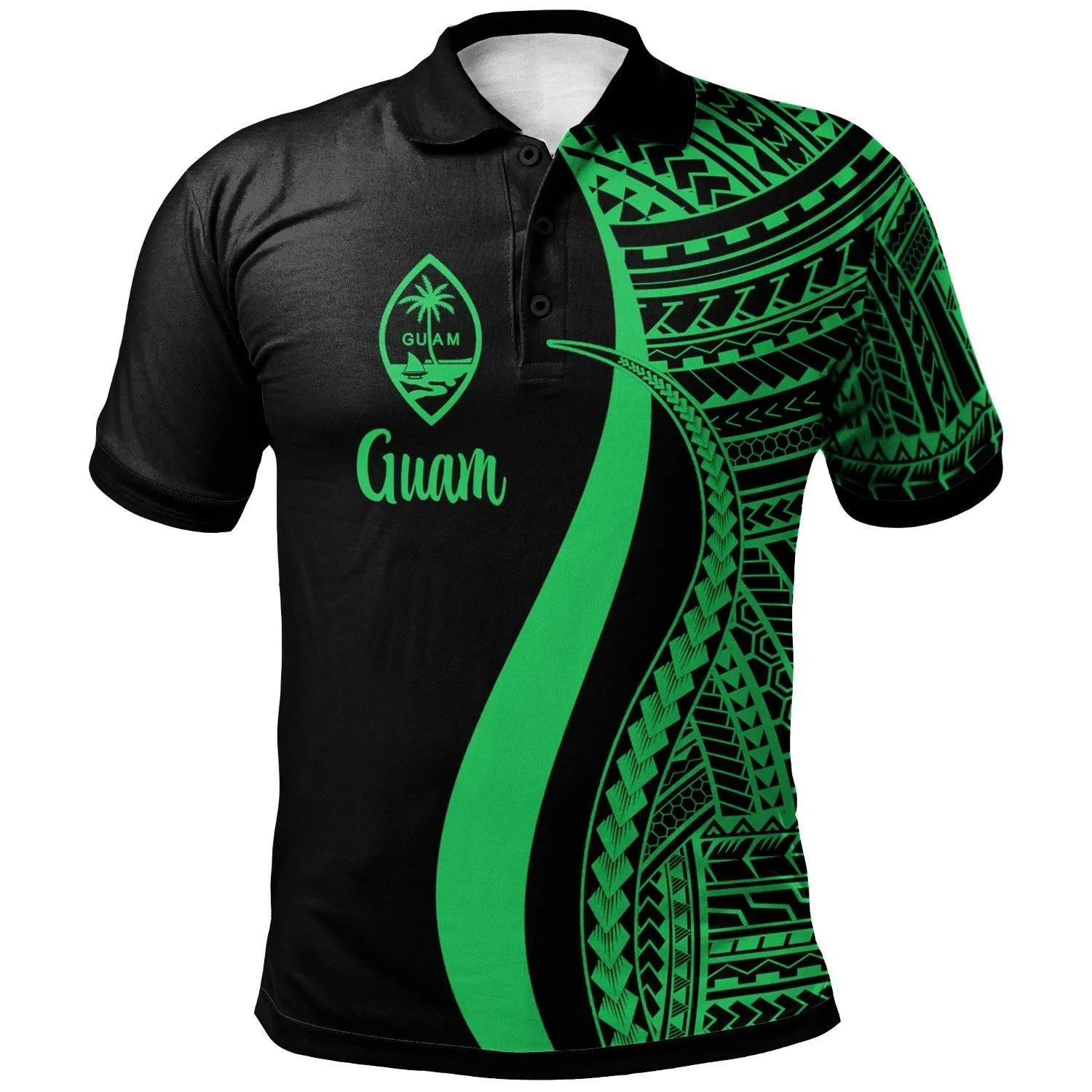 Guam Polo Shirt Green - Polynesian Tentacle Tribal Pattern - BN11 Guam Polo Shirt Green - Polynesian Tentacle Tribal Pattern - BN11