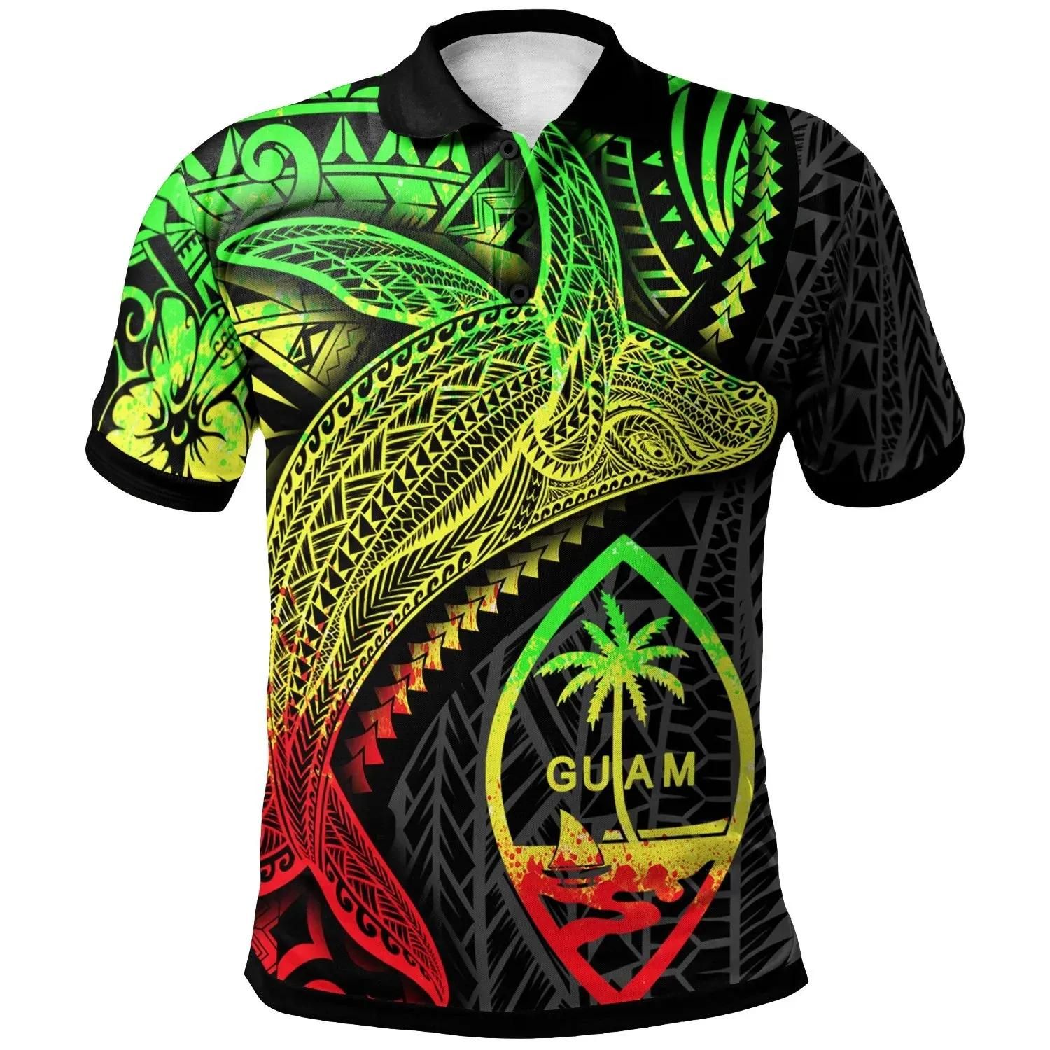 Guam Polo Shirt - Humpback Whale & Coat of Arms Reggae - BN1922 Guam Polo Shirt - Humpback Whale & Coat of Arms Reggae - BN1922