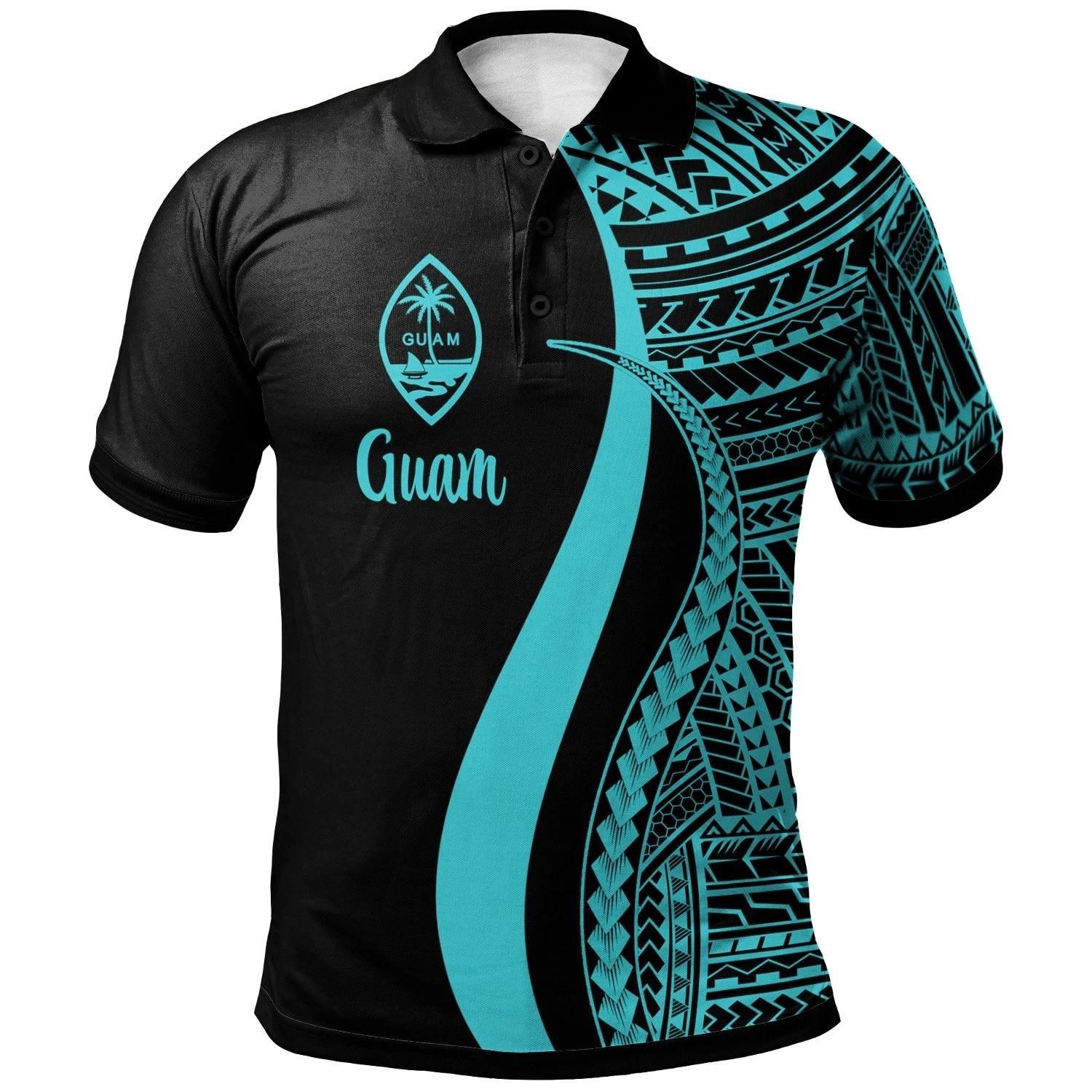 Guam Polo Shirt Turquoise - Polynesian Tentacle Tribal Pattern - BN11 Guam Polo Shirt Turquoise - Polynesian Tentacle Tribal Pattern - BN11