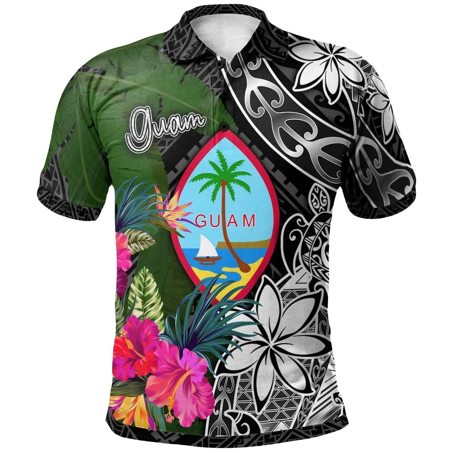 Guam Polo Shirt - Turtle Plumeria Banana Leaf - BN11 Guam Polo Shirt - Turtle Plumeria Banana Leaf - BN11
