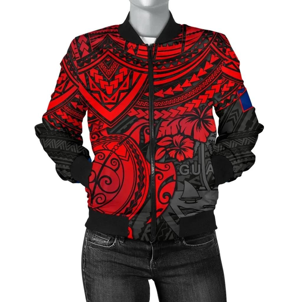 Guam Polynesian Bomber Jacket (Women) - Red Turtle - BN15 Bomber Jacket Guam Polynesian Bomber Jacket (Women) - Red Turtle - BN15 Bomber Jacket