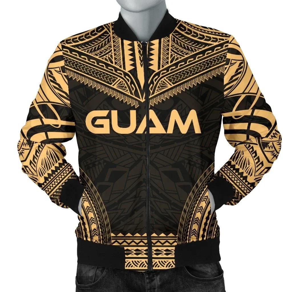Guam Polynesian Chief Men's Bomber Jacket - Gold Version - Bn10 Bomber Jacket Guam Polynesian Chief Men's Bomber Jacket - Gold Version - Bn10 Bomber Jacket