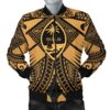 Guam Polynesian Men's Bomber Jacket - Guam Gold Seal with Polynesian Tattoo - BN18 Bomber Jacket