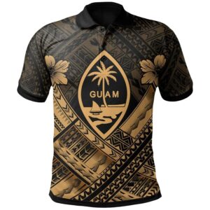 Guam Polynesian Polo Shirt - Guam Gold Seal Camisole Hibiscus Style - BN18