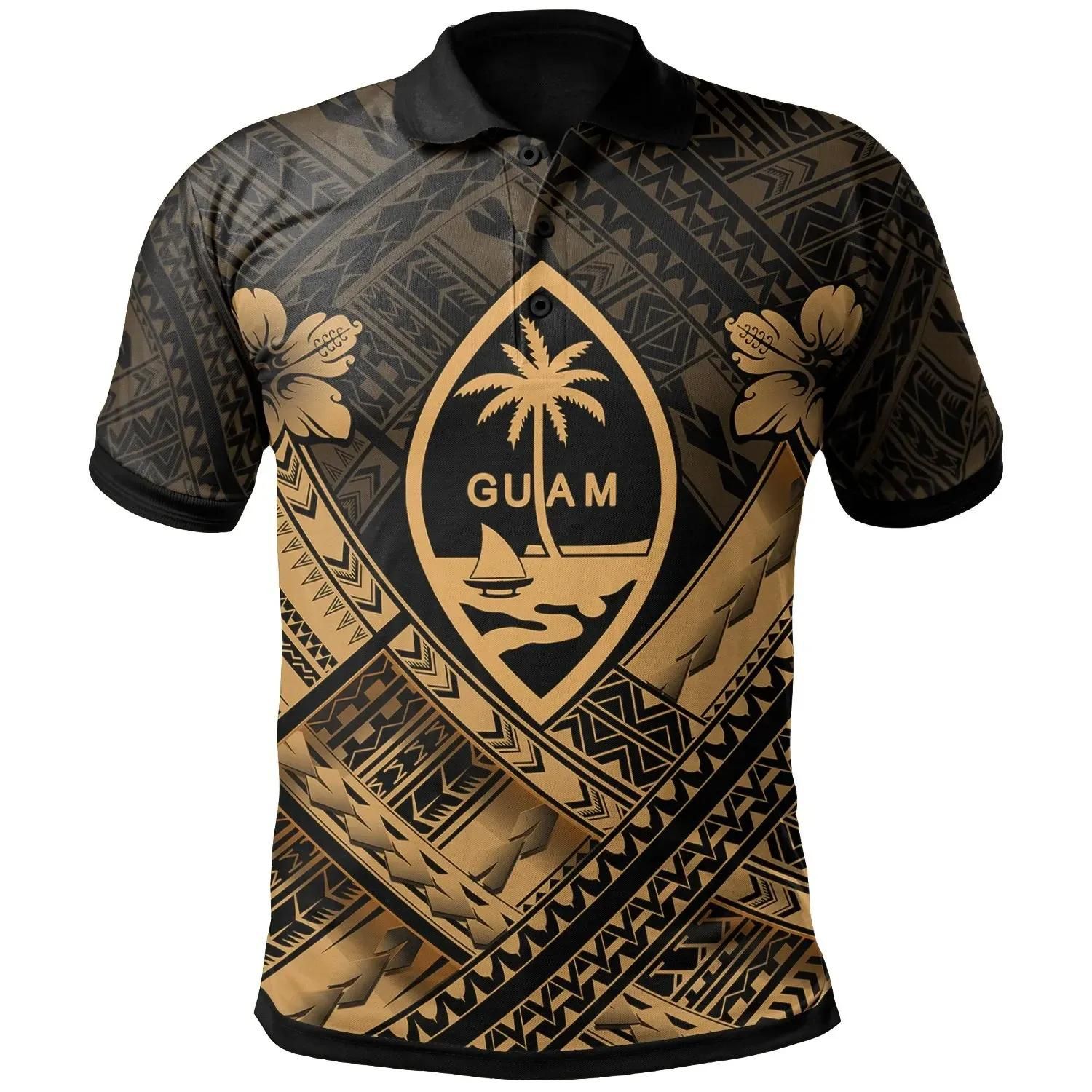 Guam Polynesian Polo Shirt - Guam Gold Seal Camisole Hibiscus Style - BN18 Guam Polynesian Polo Shirt - Guam Gold Seal Camisole Hibiscus Style - BN18