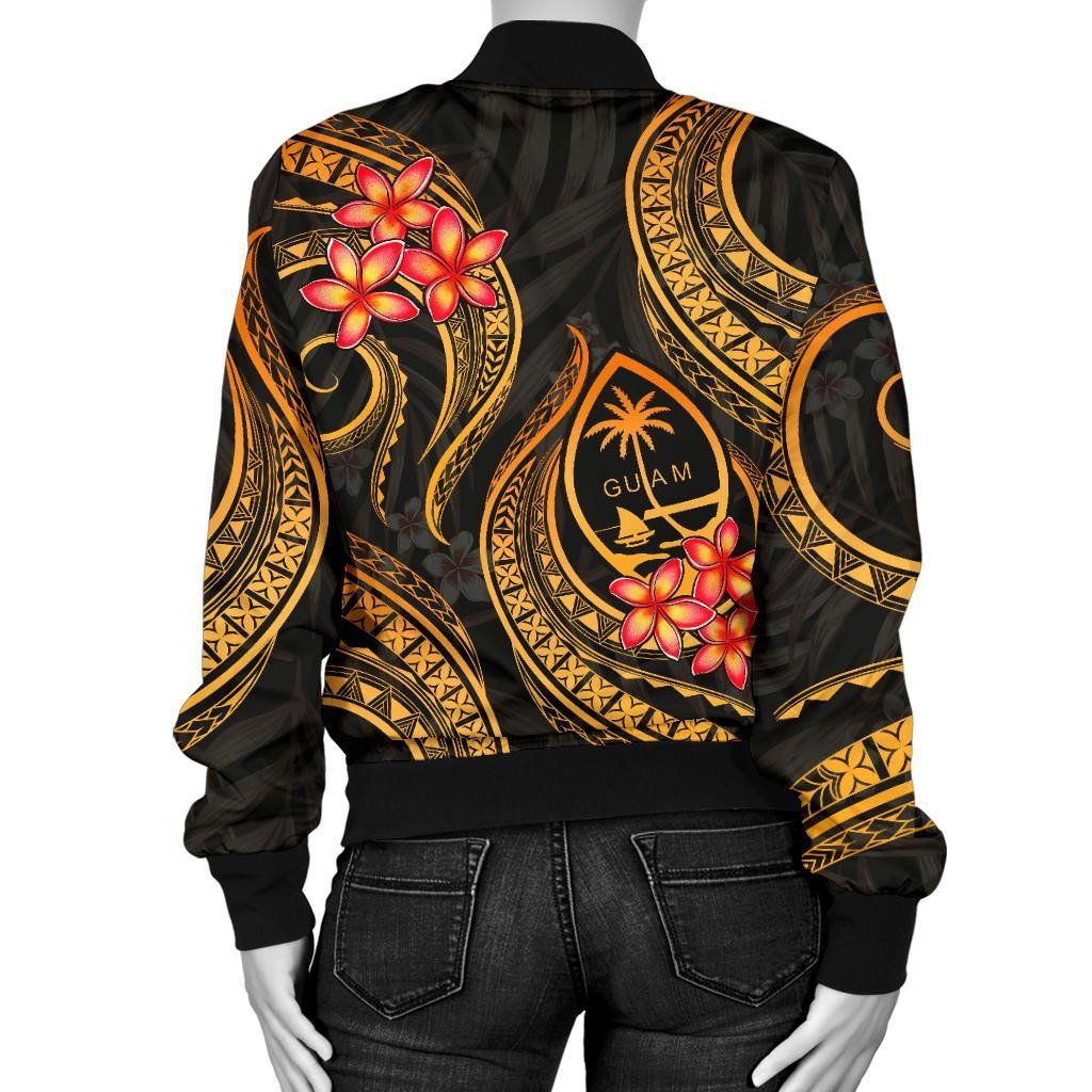 Guam-Polynesian-Women-Bomber-Jacket-Gold-Plumeria-BN11-Bomber-Jacket-2