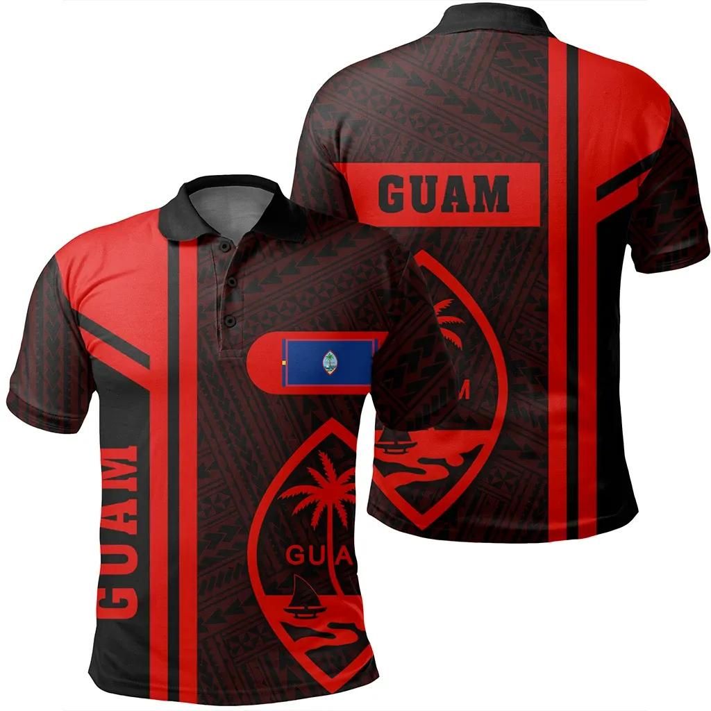Guam Red Polo Shirt- Boba Style - AH - J14 Guam Red Polo Shirt- Boba Style - AH - J14