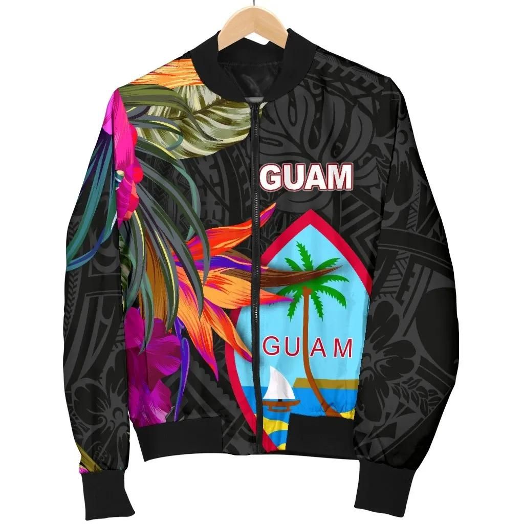 Guam Women's Bomber Jacket - Hibiscus Polynesian Pattern - BN39 Bomber Jacket Guam Women's Bomber Jacket - Hibiscus Polynesian Pattern - BN39 Bomber Jacket
