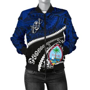Guam Women's Bomber Jacket Polynesian Shark Tattoo K4 Bomber Jacket