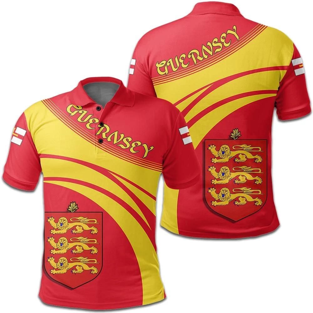 Guernsey Coat Of Arms Polo Shirt Cricket Style J5W Guernsey Coat Of Arms Polo Shirt Cricket Style J5W