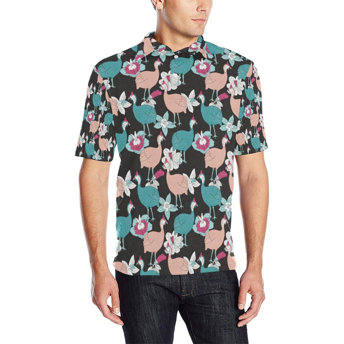 Guinea Fowl Pattern Print Design 03 Men Polo Shirt Guinea Fowl Pattern Print Design 03 Men Polo Shirt