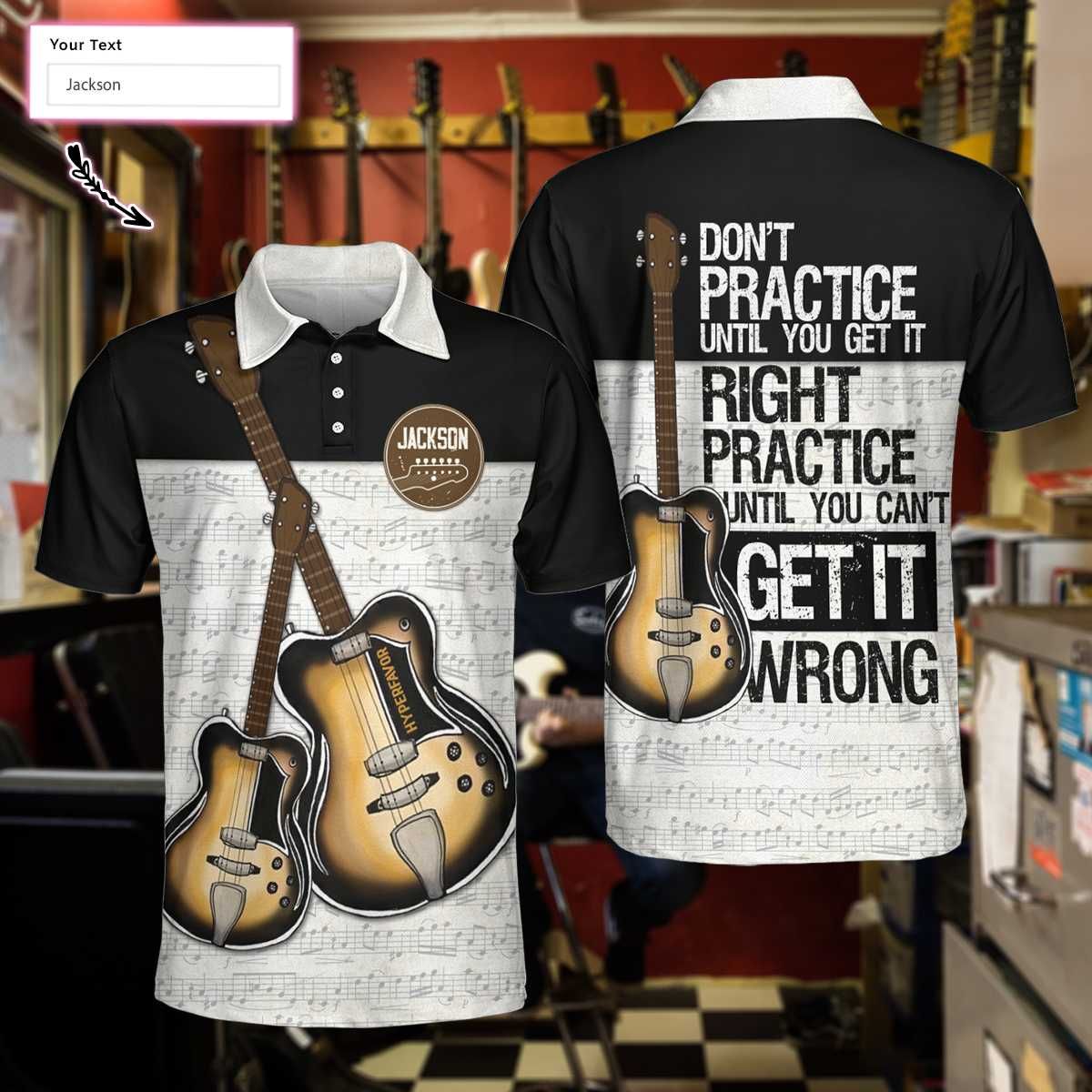 Guitar Don'T Practice Until You Get It Right Custom Name Polo Shirt Guitar Don'T Practice Until You Get It Right Custom Name Polo Shirt