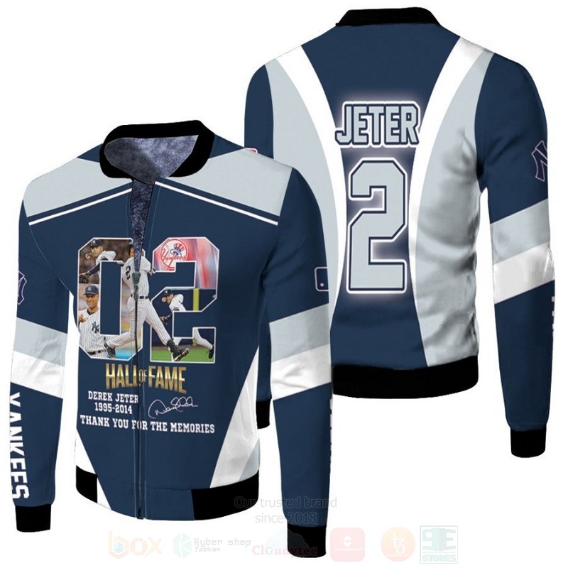 Hall Of Fame Derek Jeter 2 1995 2014 Signature 3D Bomber Jacket Hall Of Fame Derek Jeter 2 1995 2014 Signature 3D Bomber Jacket