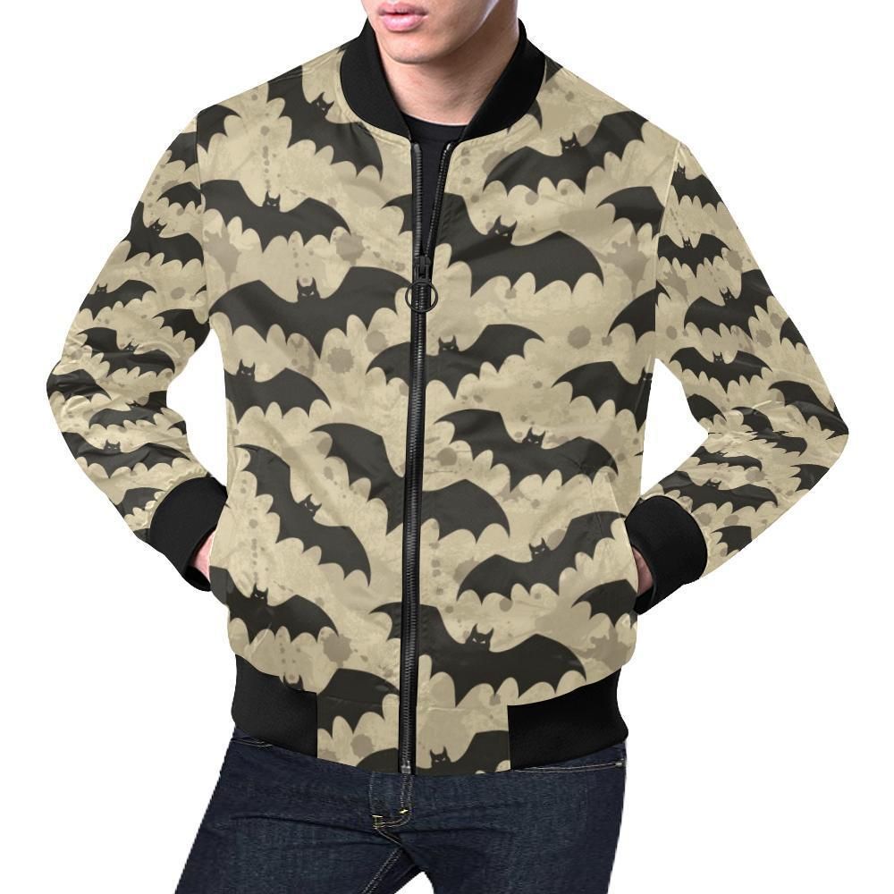 Halloween Bat Pattern Print Mens Bomber Jacket Halloween Bat Pattern Print Mens Bomber Jacket