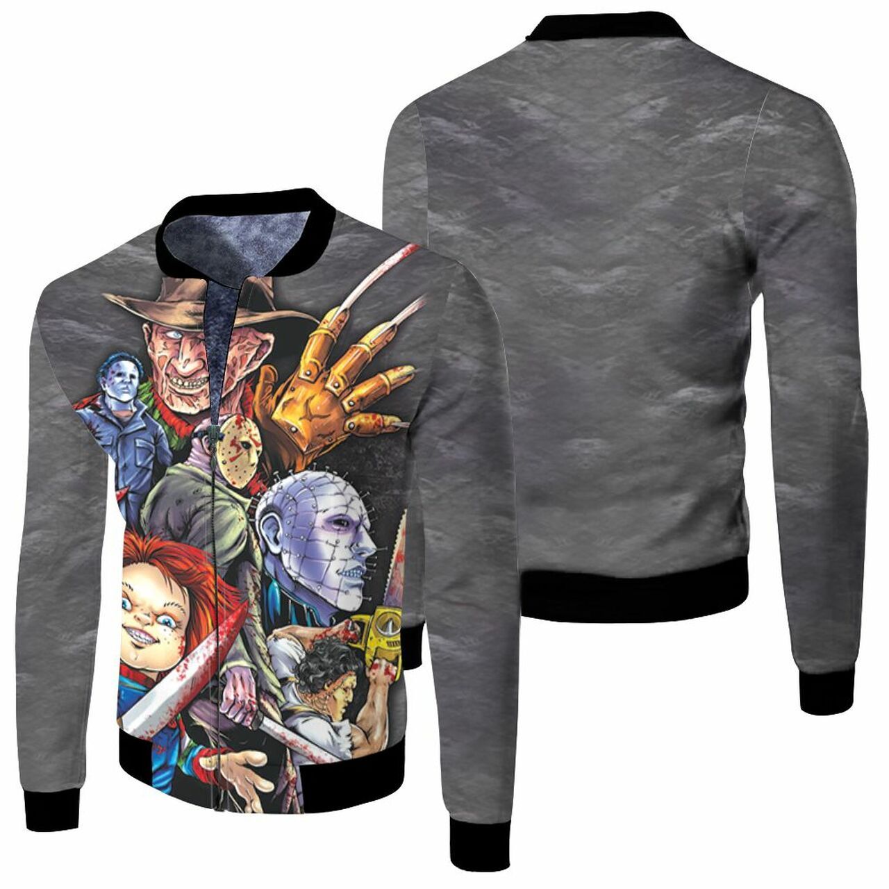 Halloween Horror Freddy Krueger Michael Myers Jason Leatherface Chucky 3D Printed Hoodie Jersey Bomber Jacket Model 2474 Bomber Jacket Halloween Horror Freddy Krueger Michael Myers Jason Leatherface Chucky 3D Printed Hoodie Jersey Bomber Jacket Model 2474 Bomber Jacket