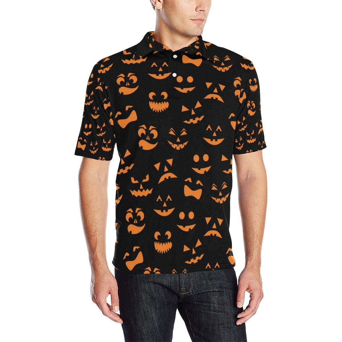 Halloween Pattern Print Design 02 Men Polo Shirt Halloween Pattern Print Design 02 Men Polo Shirt