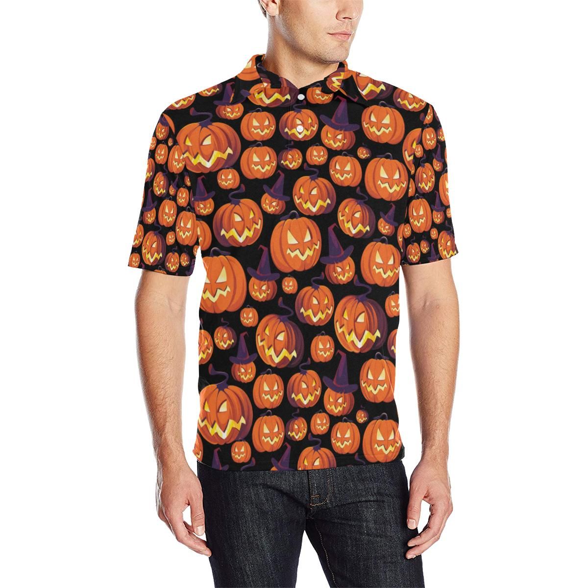Halloween Pattern Print Design 04 Men Polo Shirt Halloween Pattern Print Design 04 Men Polo Shirt