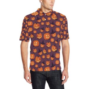 Halloween Pumpkin Pattern Print Design 03 Men Polo Shirt