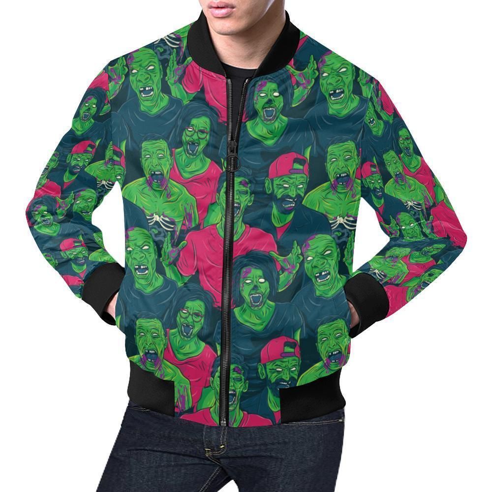 Halloween Zombie Pattern Print Mens Bomber Jacket Halloween Zombie Pattern Print Mens Bomber Jacket