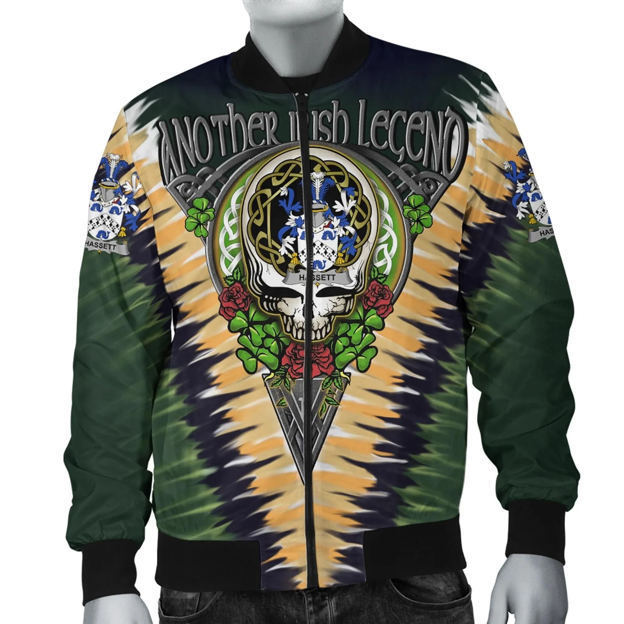 Hassett or Hasset Ireland Bomber Jacket - GD Irish Legend Shamrock V Tie-Dye A7 Bomber Jacket Hassett or Hasset Ireland Bomber Jacket - GD Irish Legend Shamrock V Tie-Dye A7 Bomber Jacket