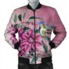 Hawaii Clematis Humming Bird Bomber Jacket - AH - J5R Bomber Jacket
