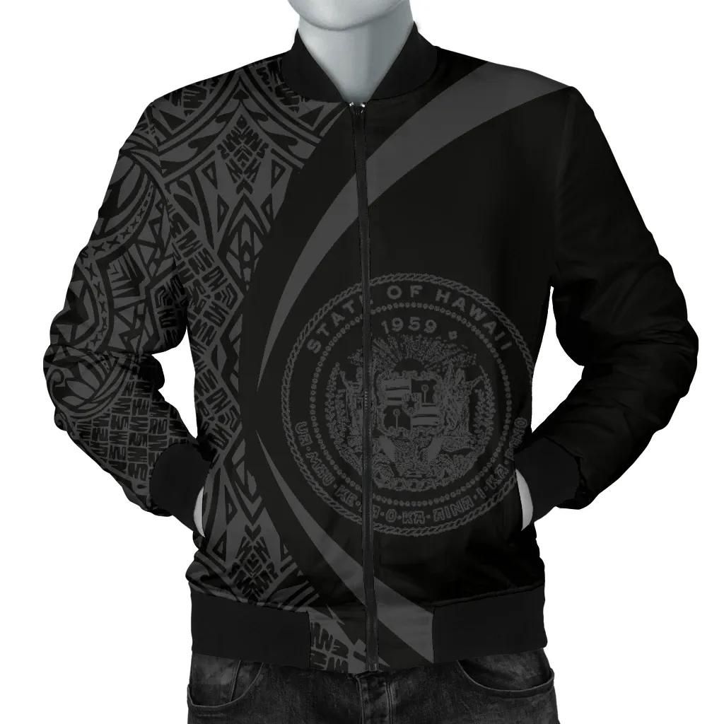 Hawaii Coat Of Arm Polynesian Men's Bomber Jacket - Circle Style 06 - AH - J1 Bomber Jacket Hawaii Coat Of Arm Polynesian Men's Bomber Jacket - Circle Style 06 - AH - J1 Bomber Jacket