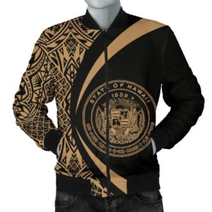 Hawaii Coat Of Arm Polynesian Men's Bomber Jacket - Circle Style 07 - AH - J1 Bomber Jacket