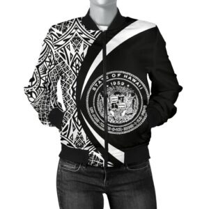 Hawaii Coat Of Arm Women's Bomber Jacket - Circle Style 01 - AH - J1 Bomber Jacket