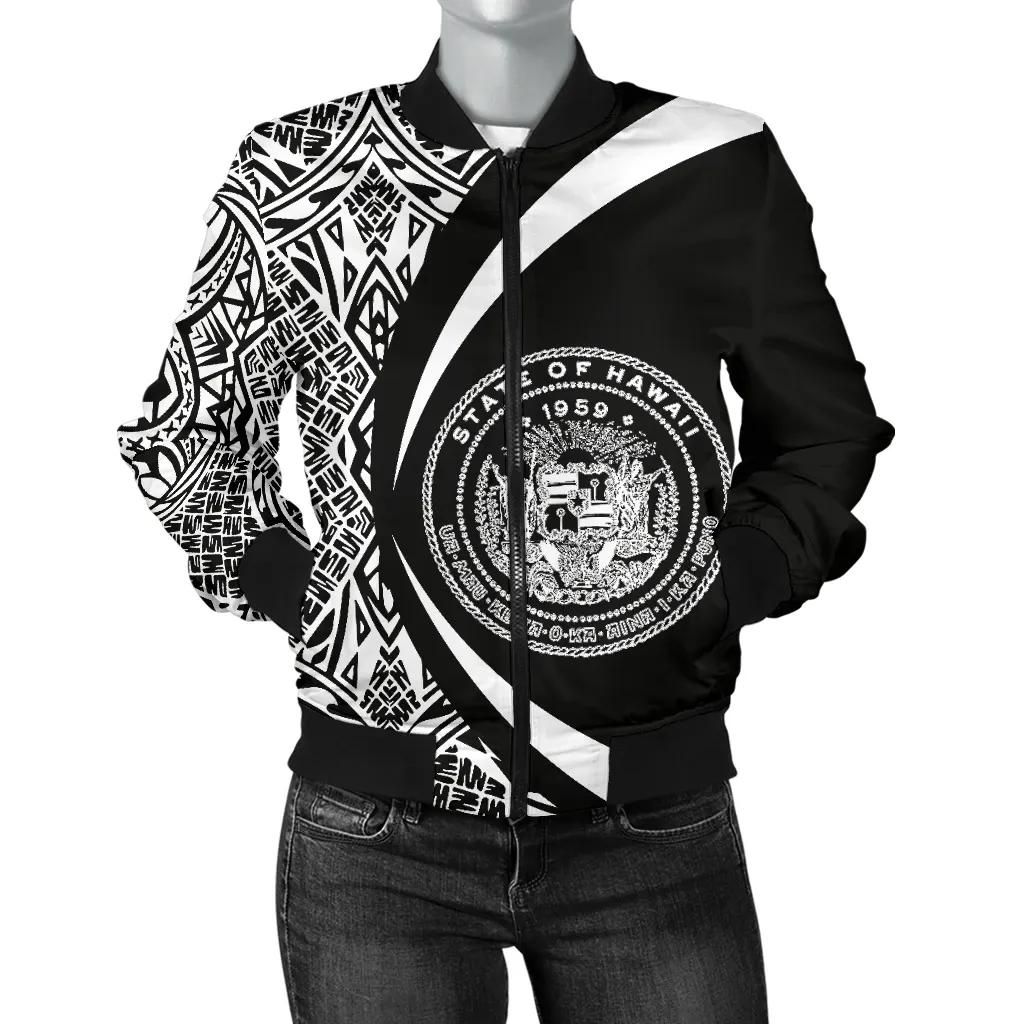 Hawaii Coat Of Arm Women's Bomber Jacket - Circle Style 01 - AH - J1 Bomber Jacket Hawaii Coat Of Arm Women's Bomber Jacket - Circle Style 01 - AH - J1 Bomber Jacket