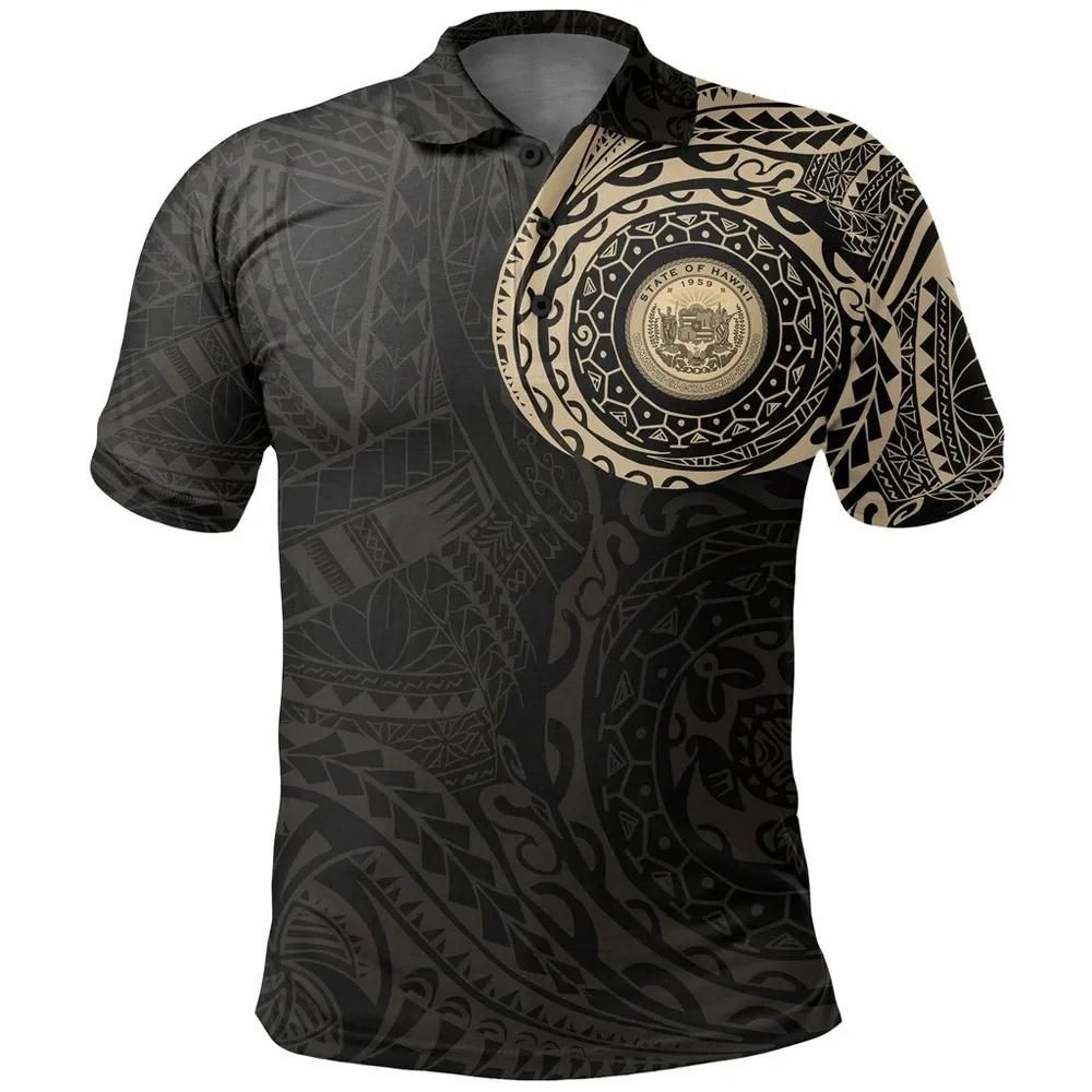 Hawaii Coat Of Arms Polo Shirt Polynesian Tattoo Golf Shirt A7 Hawaii Coat Of Arms Polo Shirt Polynesian Tattoo Golf Shirt A7