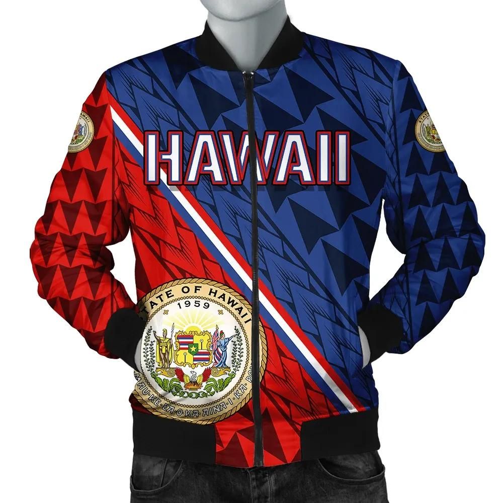 Hawaii Coat Of Arms Polynesian Bomber Jacket - Energetic - AH JW Bomber Jacket Hawaii Coat Of Arms Polynesian Bomber Jacket - Energetic - AH JW Bomber Jacket