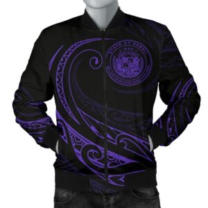 Hawaii Coat Of Arms Polynesian Men's Bomber Jacket - Purple - Frida Style - AH J9 Bomber Jacket