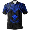 Hawaii Custom Personalised Polo Shirt - Polynesian Armor Style Blue - BN39