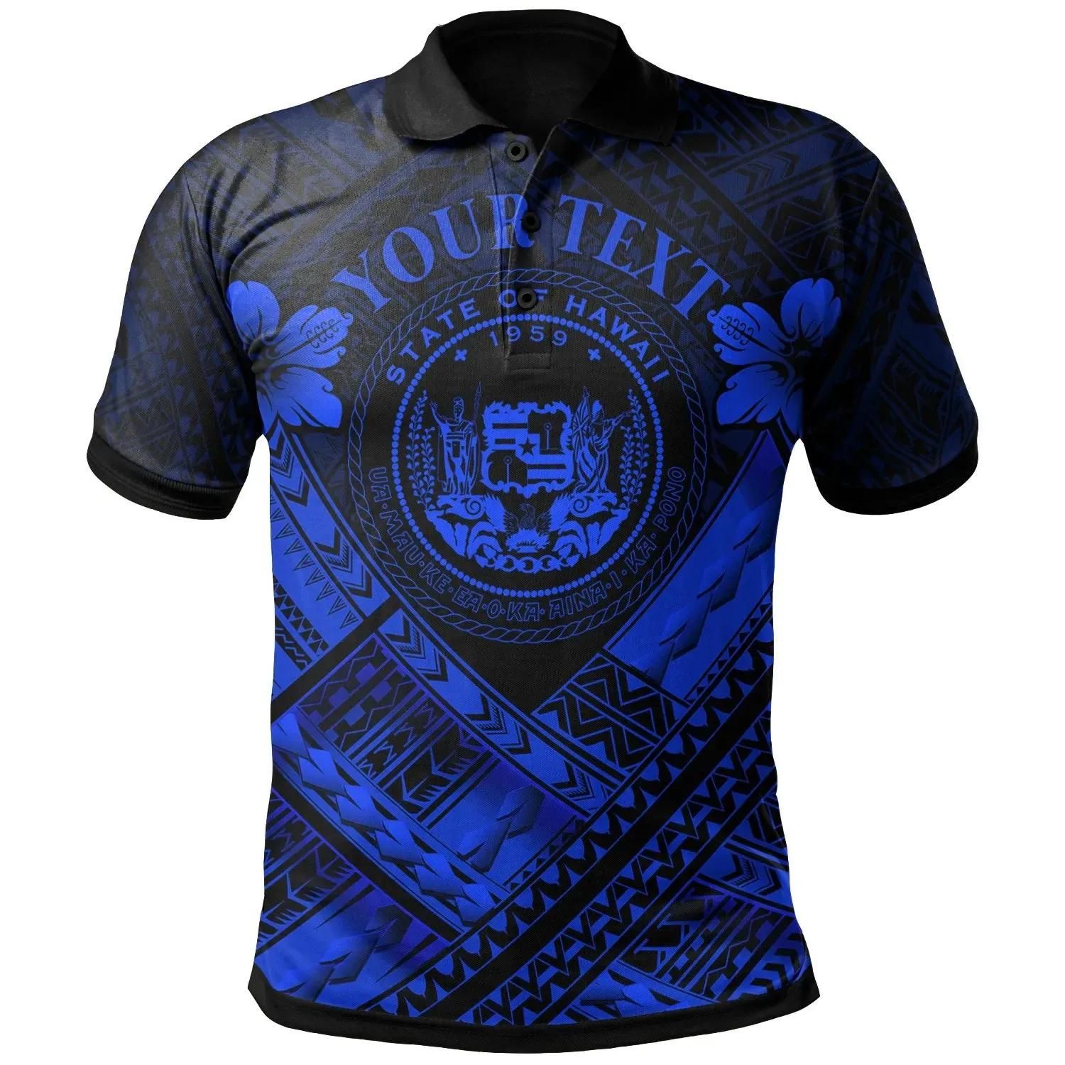 Hawaii Custom Personalised Polo Shirts - Blue Seal Polynesian Patterns - BN18 Hawaii Custom Personalised Polo Shirts - Blue Seal Polynesian Patterns - BN18