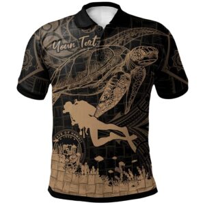 Hawaii Custom Personalized Polo Shirt - Scuba Diving With Turtle - BN29