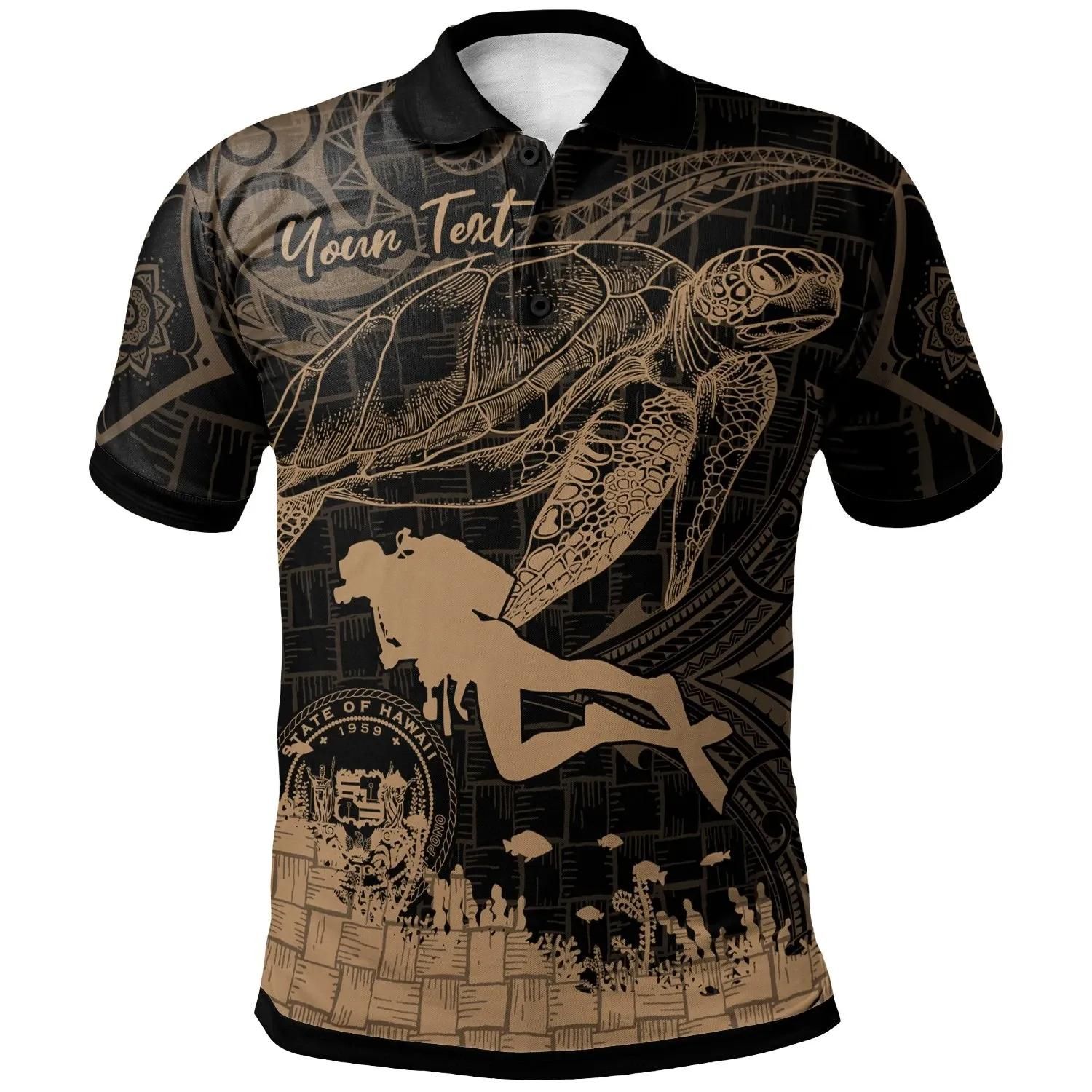 Hawaii Custom Personalized Polo Shirt - Scuba Diving With Turtle - BN29 Hawaii Custom Personalized Polo Shirt - Scuba Diving With Turtle - BN29