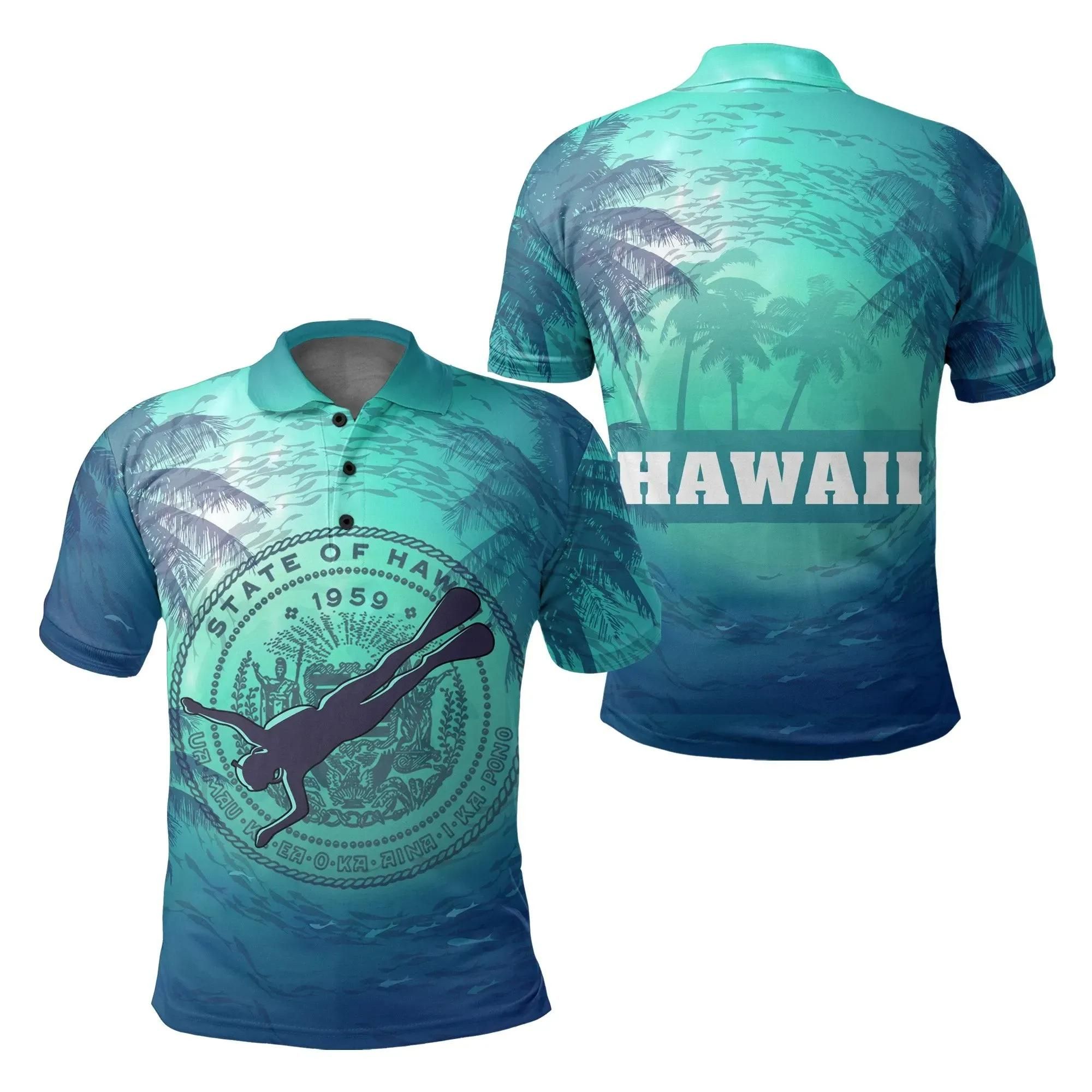 Hawaii Dive Coat Of Arm Polo Shirt - AH J4 Hawaii Dive Coat Of Arm Polo Shirt - AH J4